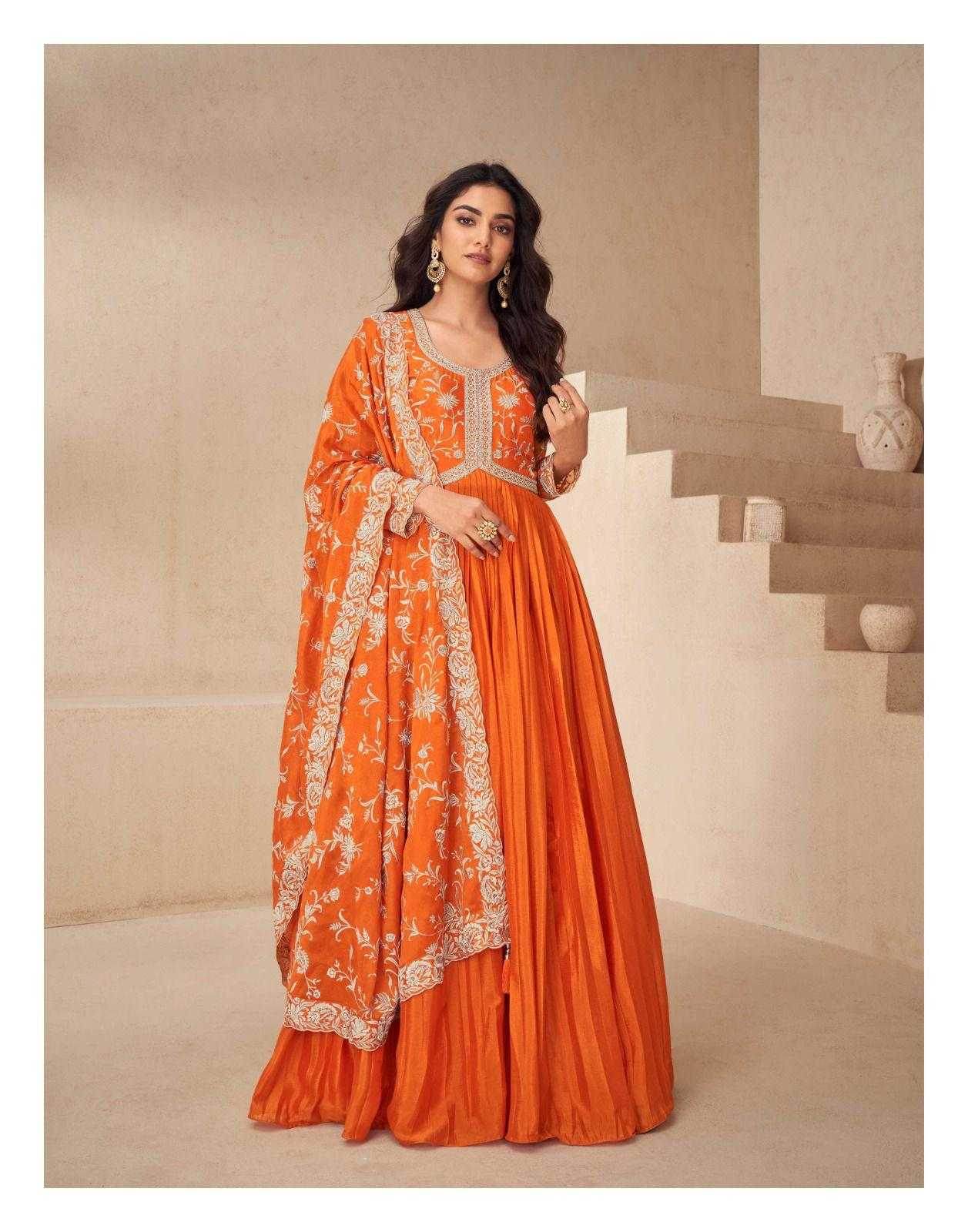 Chinon Silk Anarkali Long Gown for Elegant Occasions - MYLUXURY LANE ENTERPRISE